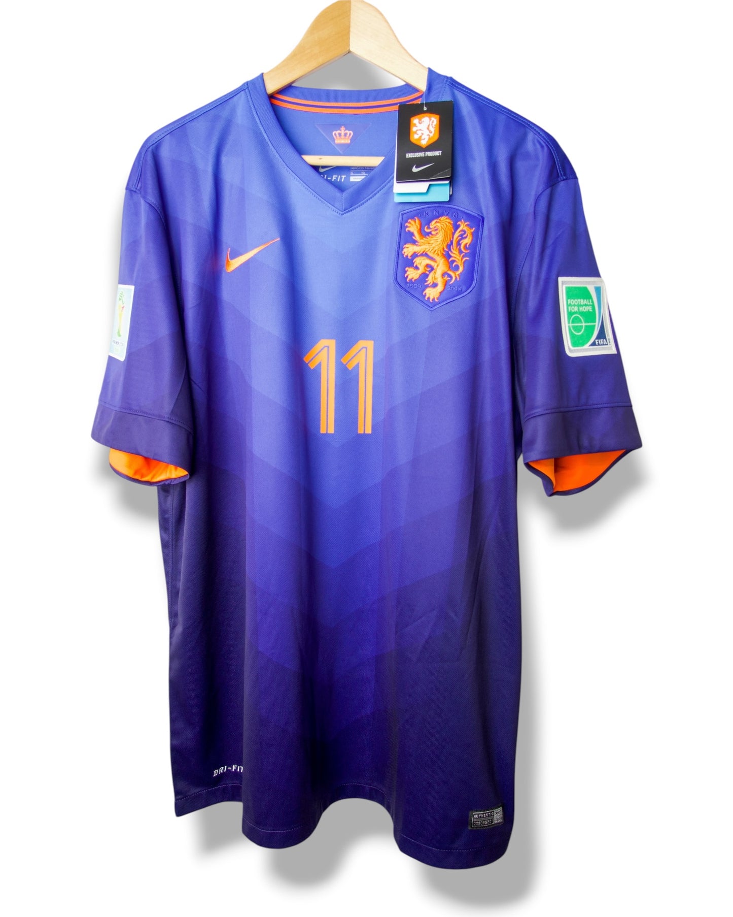 Nederland 2014 Uit Shirt Robben #11 (XL)