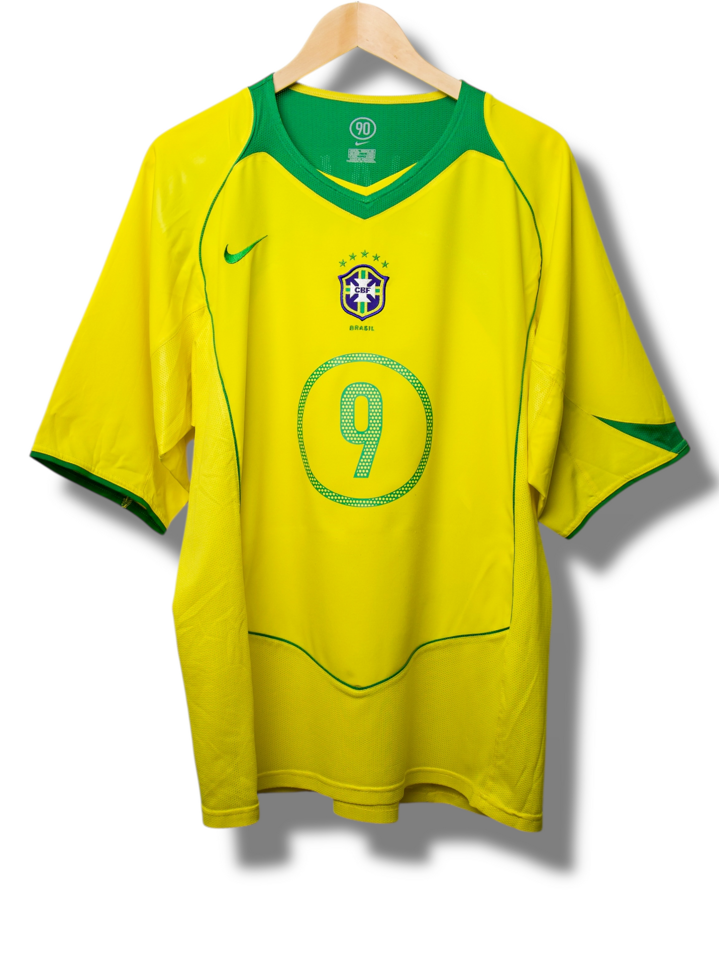 Brazilië 2004 Thuis Shirt Ronaldo #9 (XL)