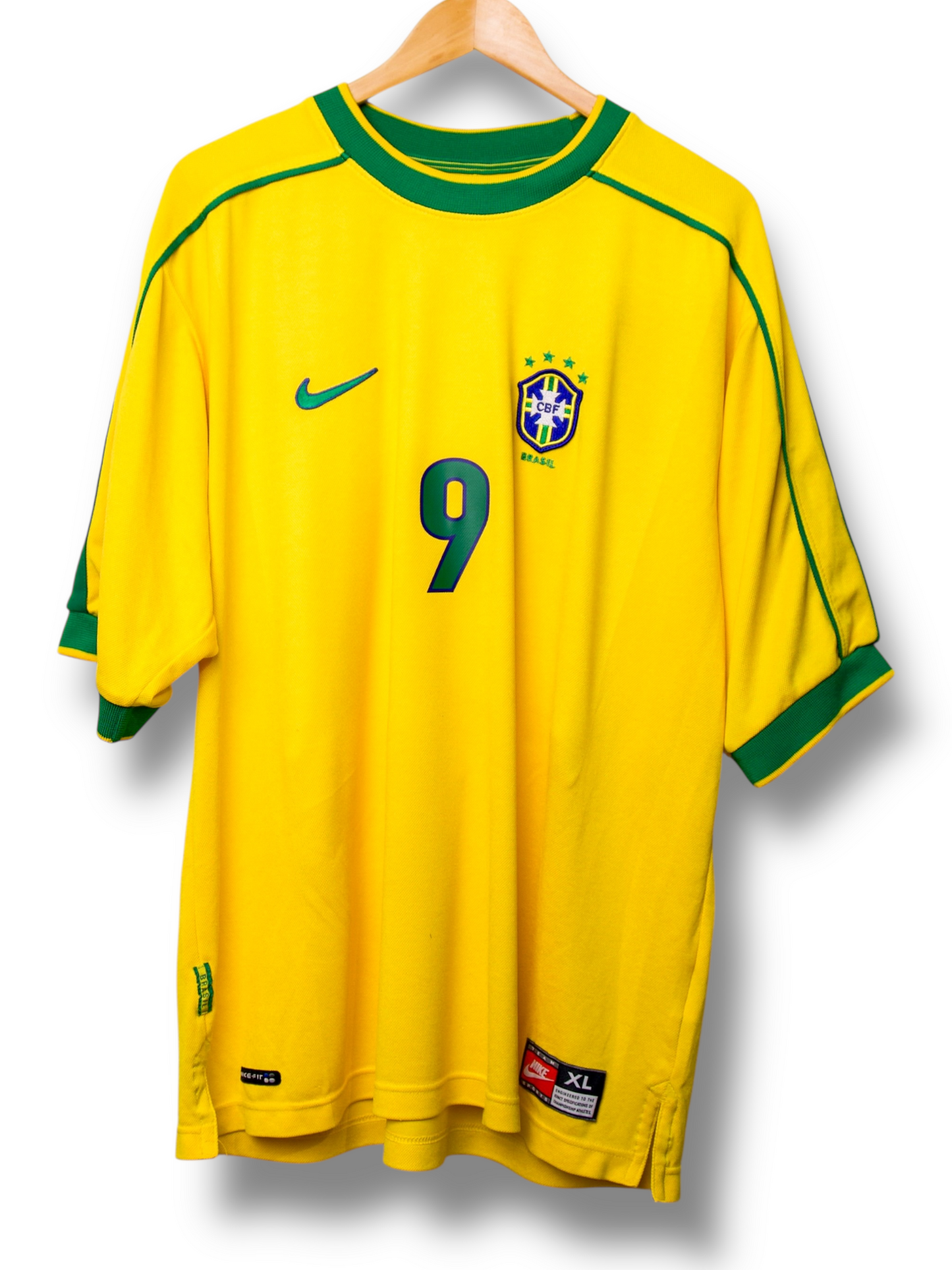 Brazilie 1998 Thuis Shirt Ronaldo #9 (XL)