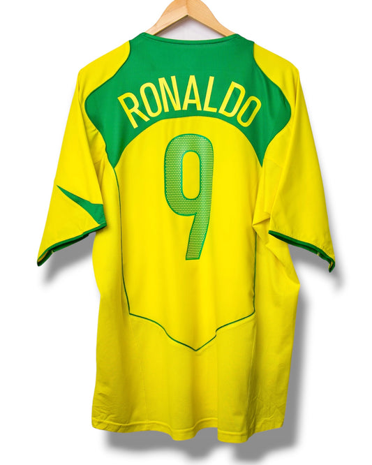 Brazilie 2004 Thuis Shirt Ronaldo #9 (XL)