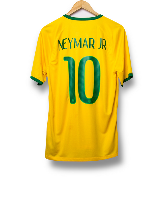 Brazilie 2014 Thuis Shirt Neymar #10 (M)