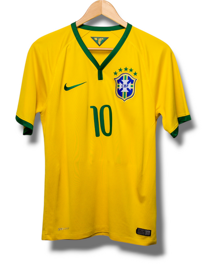 Brazilië 2014 Thuis Shirt Neymar #10 (S)
