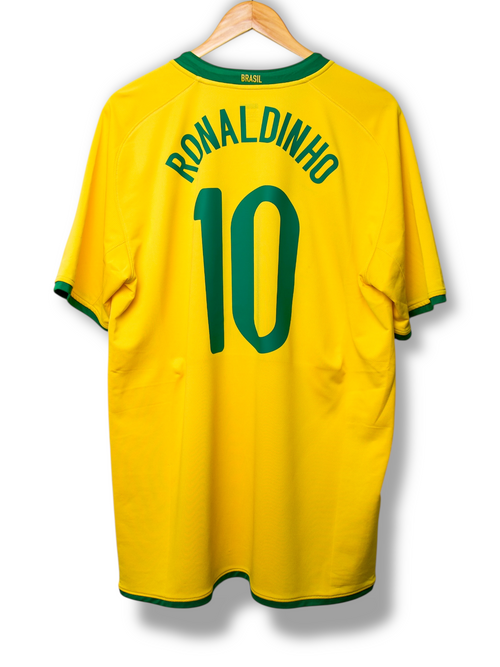 Brazilië 2008 Thuis Shirt Ronaldinho #10 (XL)