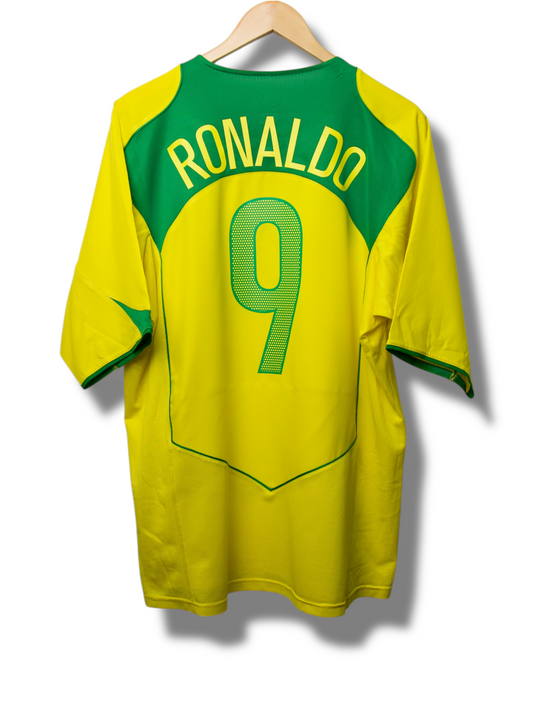 Brazilië 2004 Thuis Shirt Ronaldo #9 (XL)