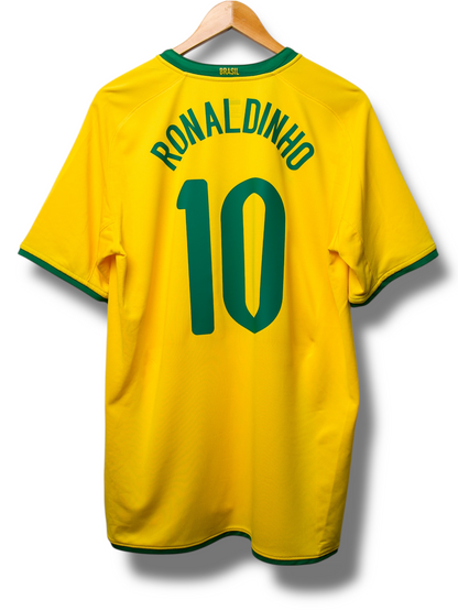 Brazilië 2008 Thuis Shirt Ronaldinho #10 (XL)