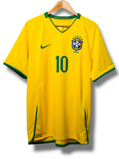 Brazilië 2008 Thuis Shirt Ronaldinho #10 (XL)